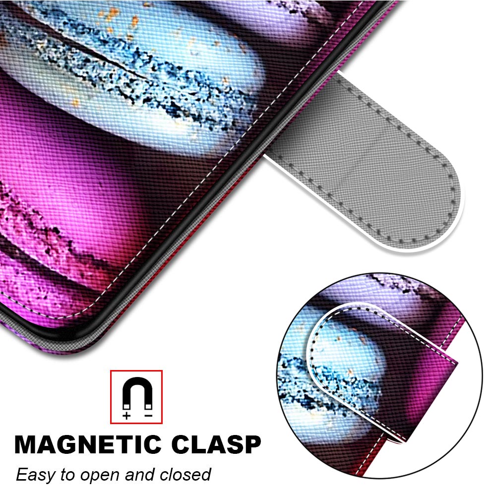 Pattern Printing Phone Case for Samsung Galaxy S20 FE 4G/5G/S20 Lite/S20 FE 2022, PU Leather Stand Flip Wallet Cover - Macarons