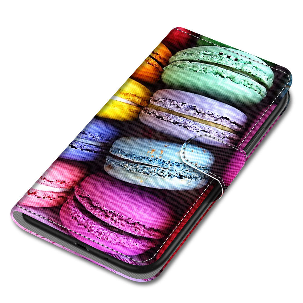 Pattern Printing Phone Case for Samsung Galaxy S20 FE 4G/5G/S20 Lite/S20 FE 2022, PU Leather Stand Flip Wallet Cover - Macarons