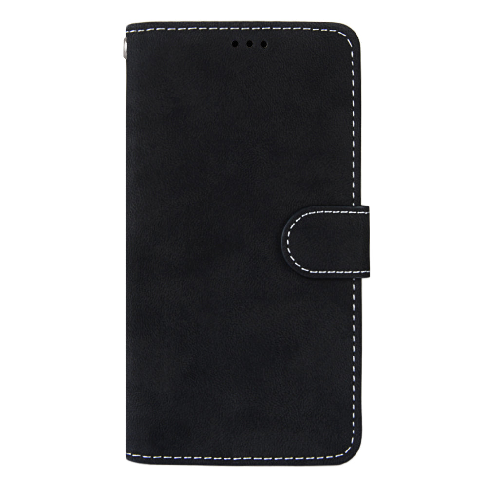 Retro Frosted Surface Wallet Leather Stand Phone Case for Samsung Galaxy S20 FE 4G/FE 5G/S20 Lite - Black