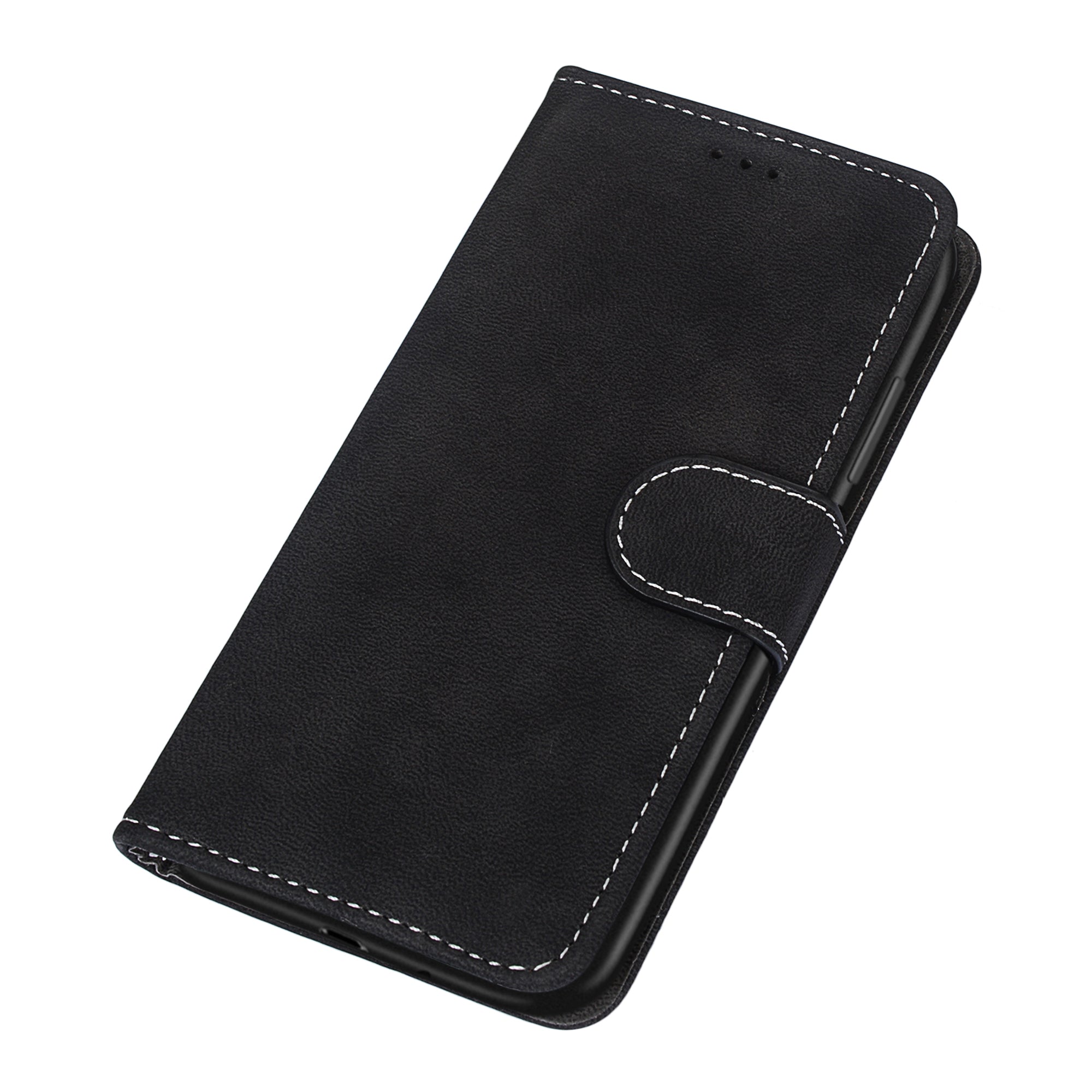 Retro Frosted Surface Wallet Leather Stand Phone Case for Samsung Galaxy S20 FE 4G/FE 5G/S20 Lite - Black