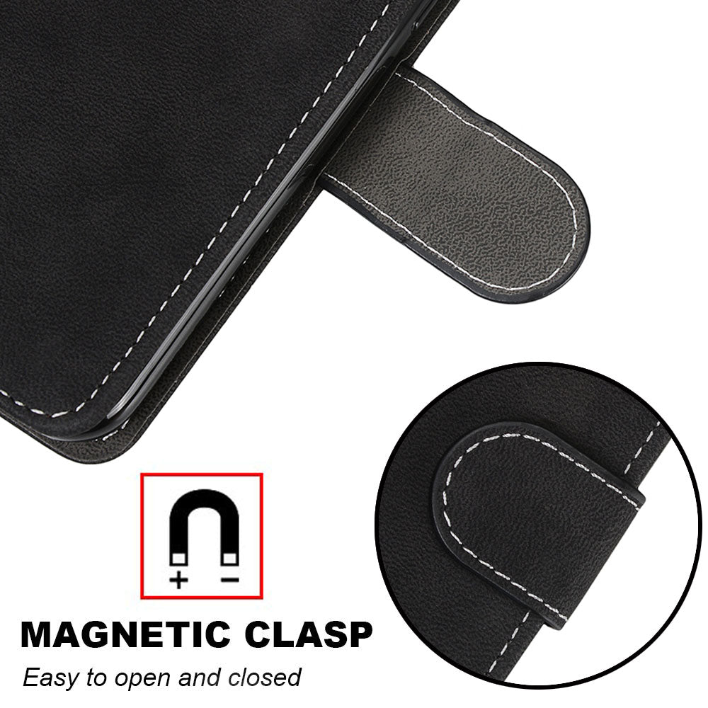 Retro Frosted Surface Wallet Leather Stand Phone Case for Samsung Galaxy S20 FE 4G/FE 5G/S20 Lite - Black