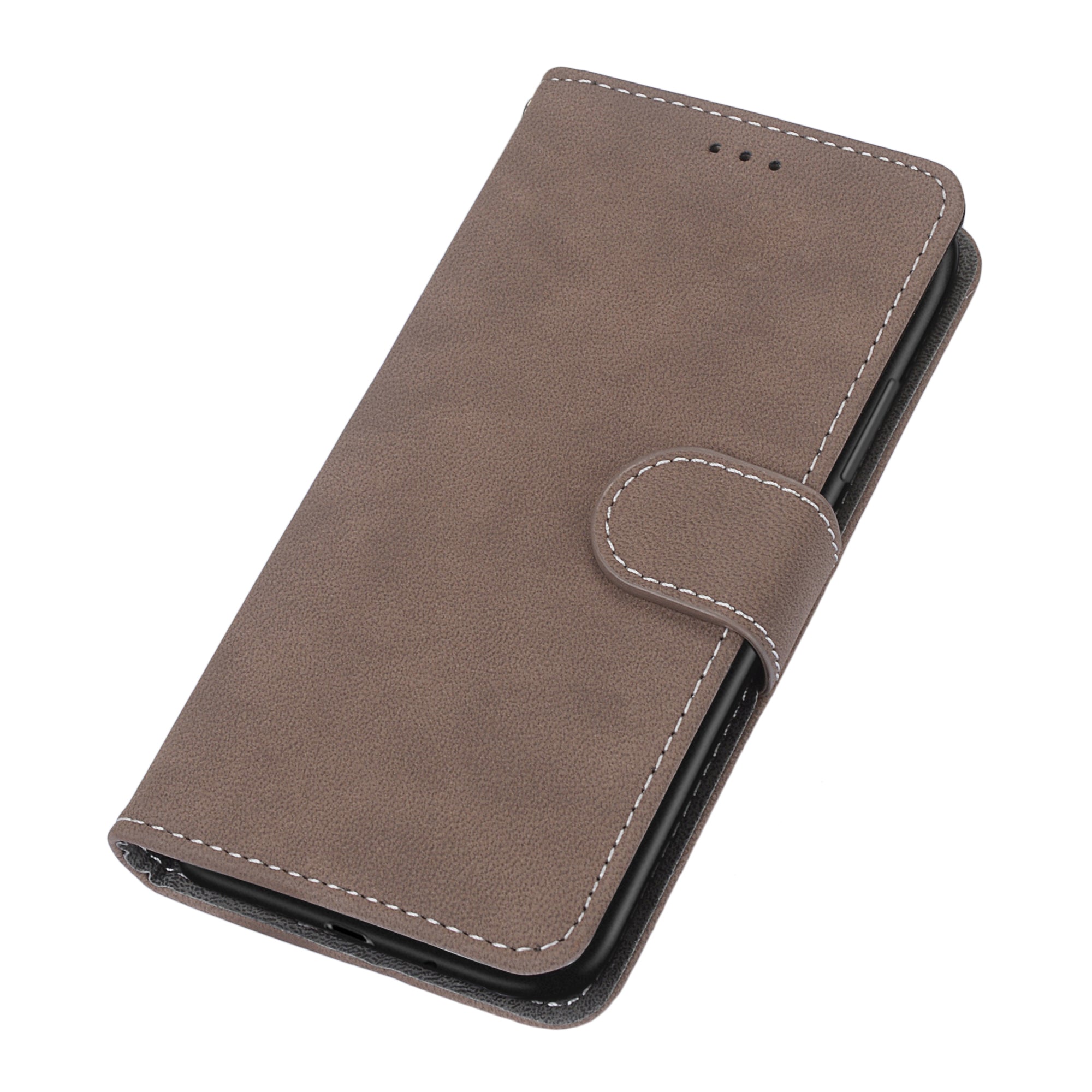 Retro Frosted Surface Wallet Leather Stand Phone Case for Samsung Galaxy S20 FE 4G/FE 5G/S20 Lite - Coffee