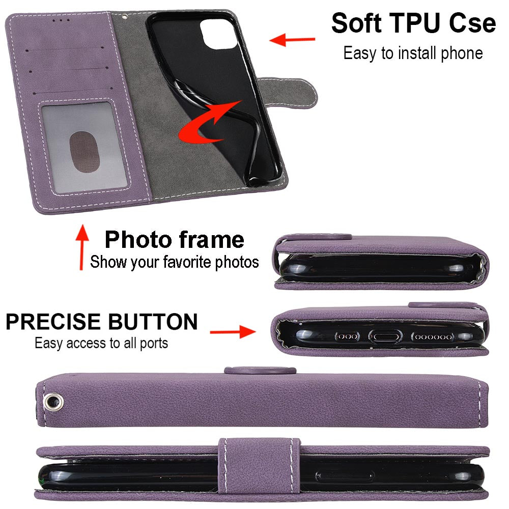 Retro Frosted Surface Wallet Leather Stand Phone Case for Samsung Galaxy S20 FE 4G/FE 5G/S20 Lite - Purple