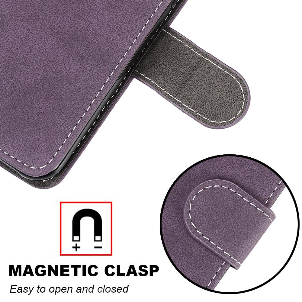 Retro Frosted Surface Wallet Leather Stand Phone Case for Samsung Galaxy S20 FE 4G/FE 5G/S20 Lite - Purple