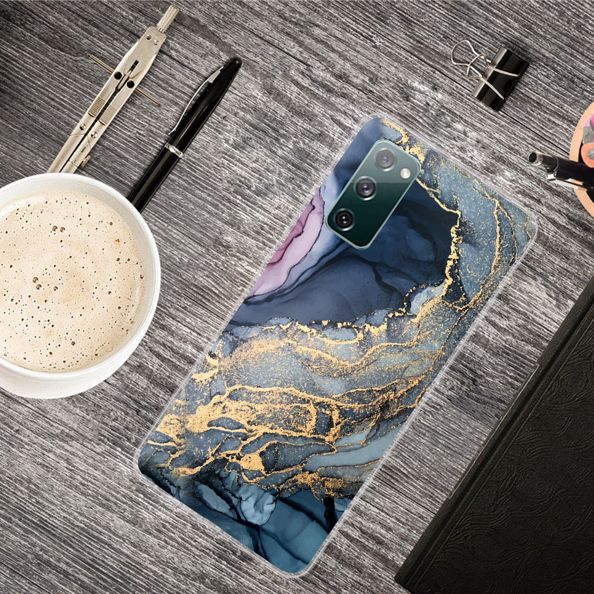 For Samsung Galaxy S20 FE 4G/5G/S20 Lite/S20 FE 2022 Shockproof TPU Case Marble Pattern Printed Phone Protector - Style A