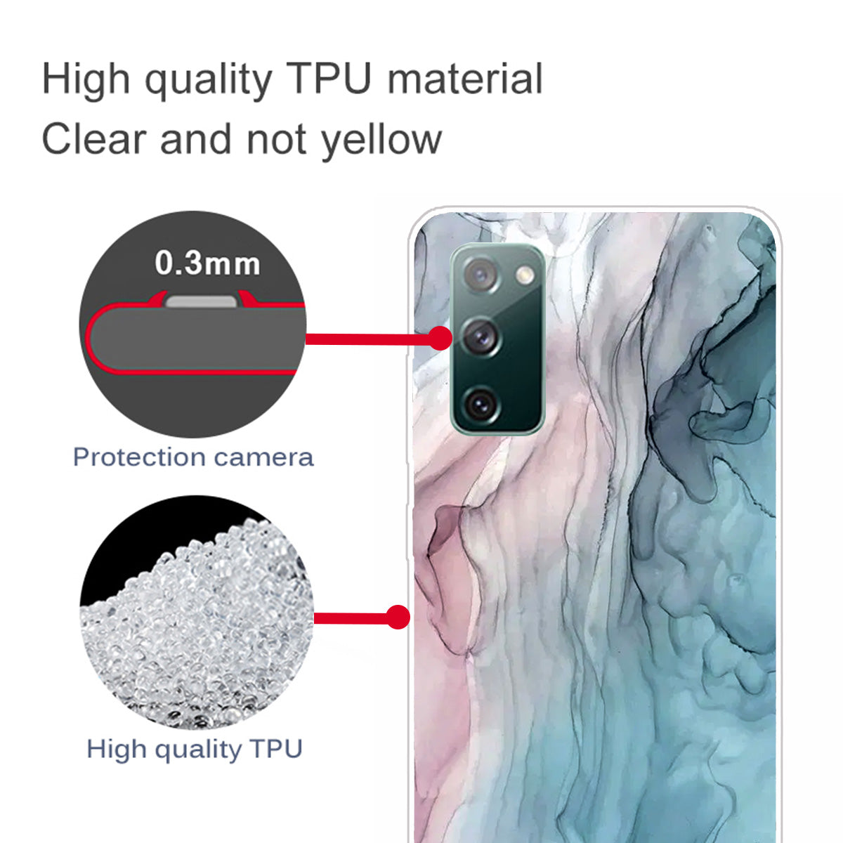 For Samsung Galaxy S20 FE 4G/5G/S20 Lite/S20 FE 2022 Shockproof TPU Case Marble Pattern Printed Phone Protector - Style B