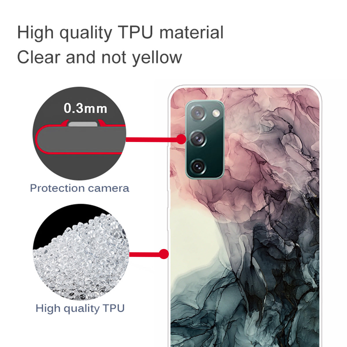 For Samsung Galaxy S20 FE 4G/5G/S20 Lite/S20 FE 2022 Shockproof TPU Case Marble Pattern Printed Phone Protector - Style E