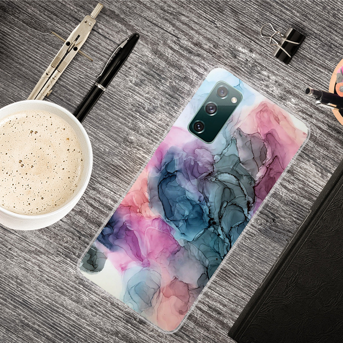 For Samsung Galaxy S20 FE 4G/5G/S20 Lite/S20 FE 2022 Shockproof TPU Case Marble Pattern Printed Phone Protector - Style H