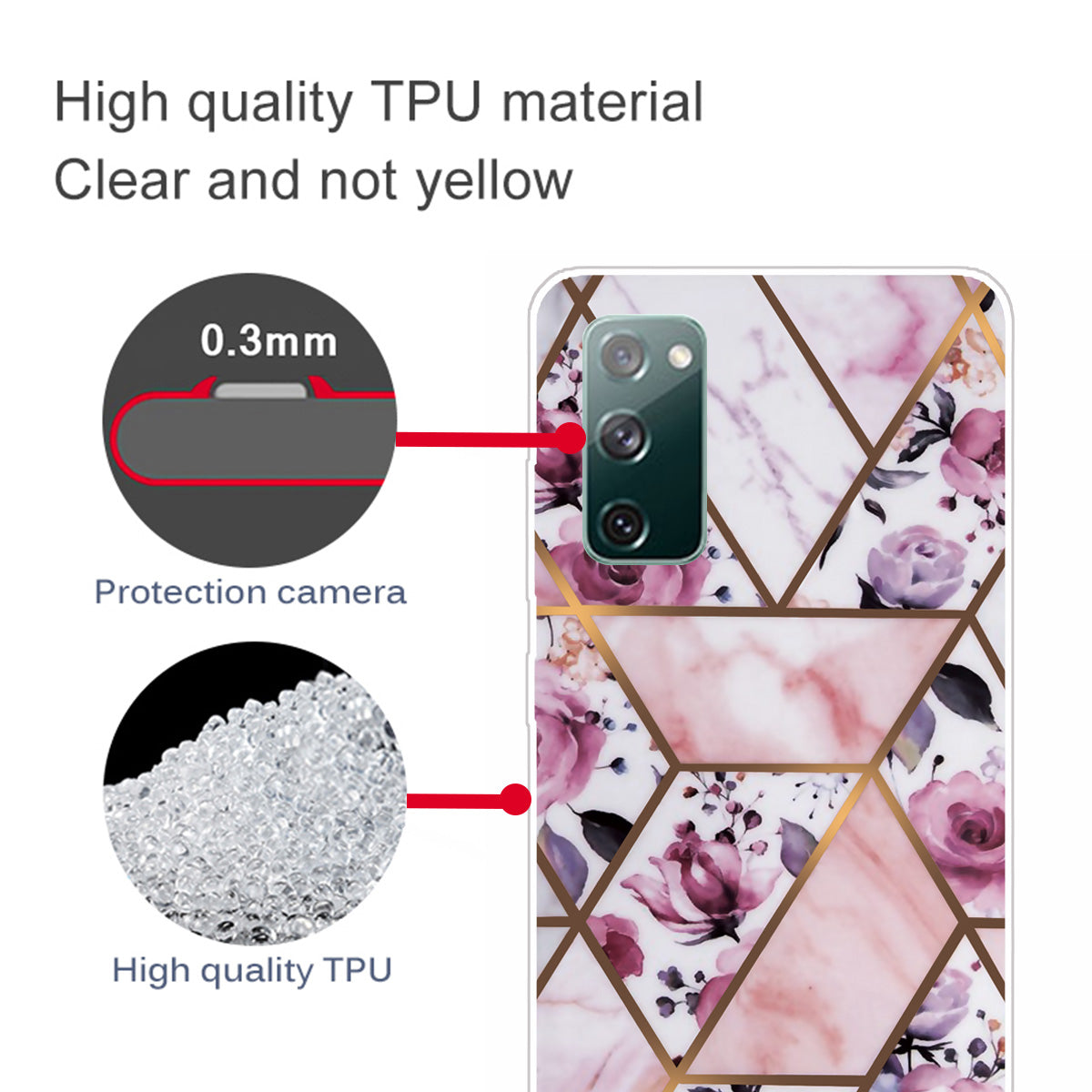 For Samsung Galaxy S20 FE 4G/5G/S20 Lite/S20 FE 2022 Shockproof TPU Case Marble Pattern Printed Phone Protector - Style M