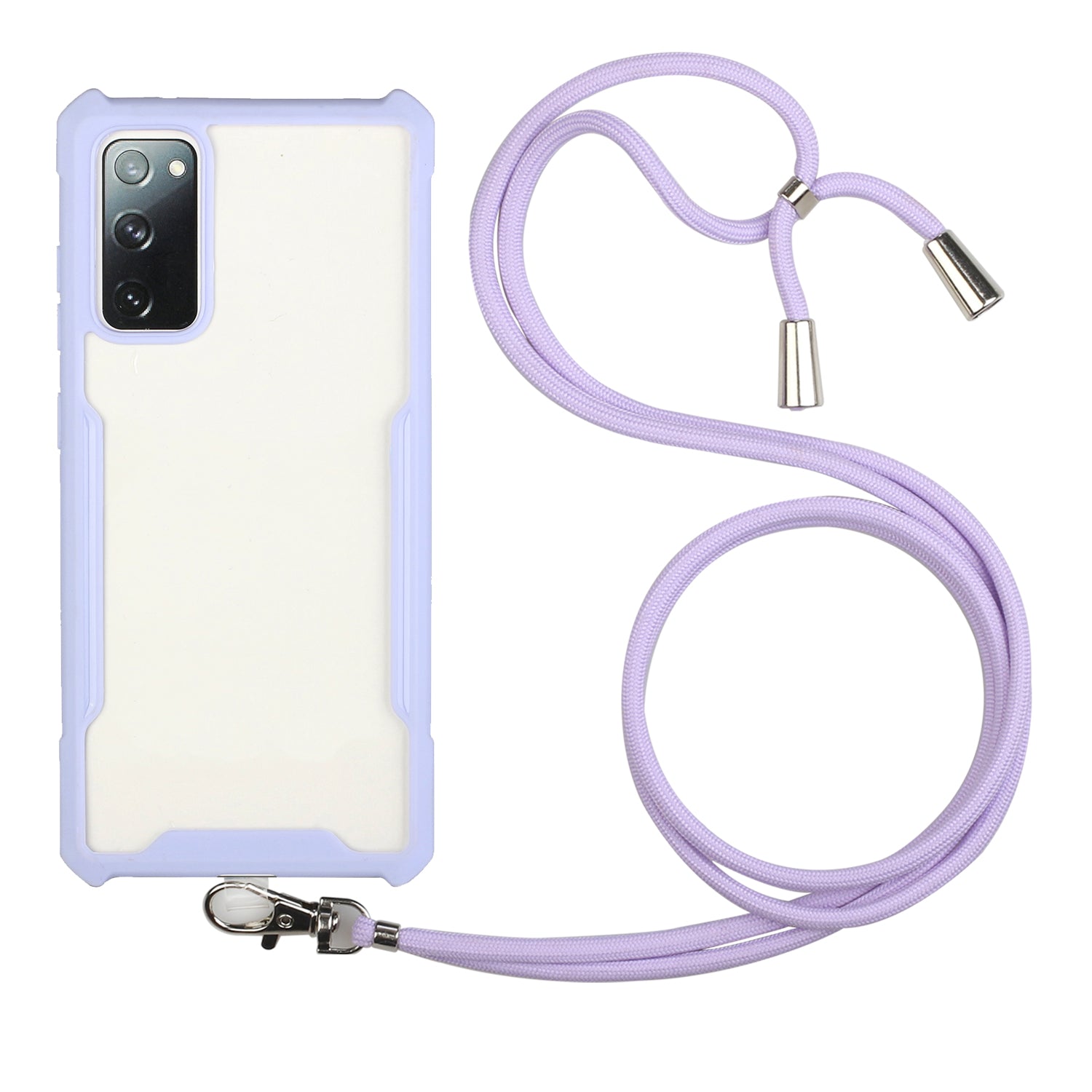 Acrylic+TPU Shockproof Phone Case with Strap for Samsung Galaxy S20 FE 4G/FE 5G/S20 Lite/S20 FE 2022 - Purple