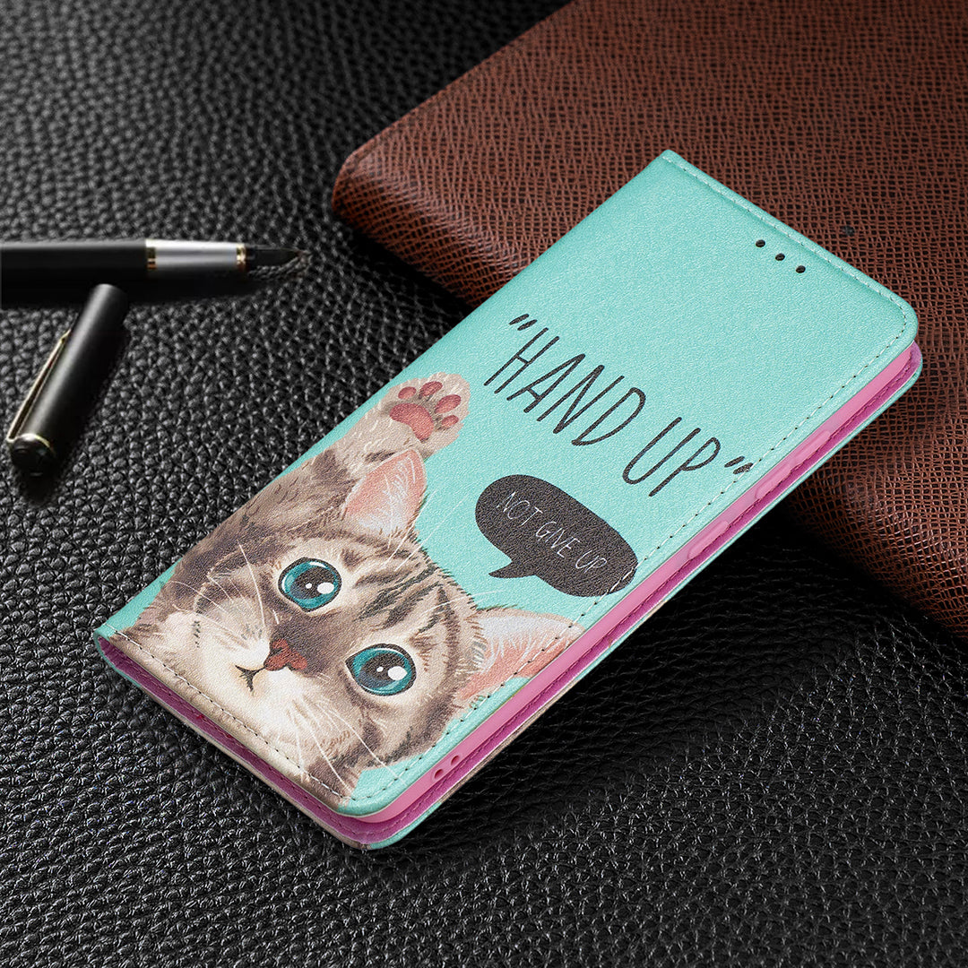 Auto-absorbed Stylish Patterned PU Leather Stand Phone Case for Samsung Galaxy S20 FE 4G/FE 5G/S20 Lite/S20 FE 2022 - Cat