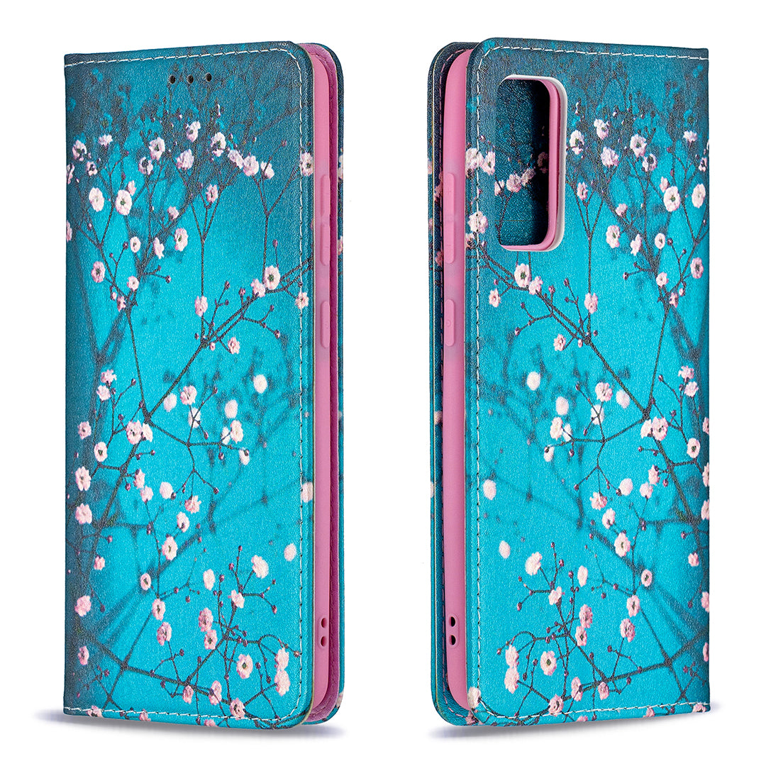 Auto-absorbed Stylish Patterned PU Leather Stand Phone Case for Samsung Galaxy S20 FE 4G/FE 5G/S20 Lite/S20 FE 2022 - Wintersweet