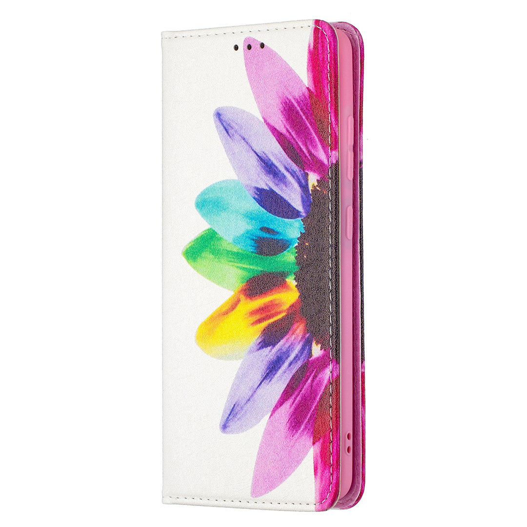 Auto-absorbed Stylish Patterned PU Leather Stand Phone Case for Samsung Galaxy S20 FE 4G/FE 5G/S20 Lite/S20 FE 2022 - Sunflower