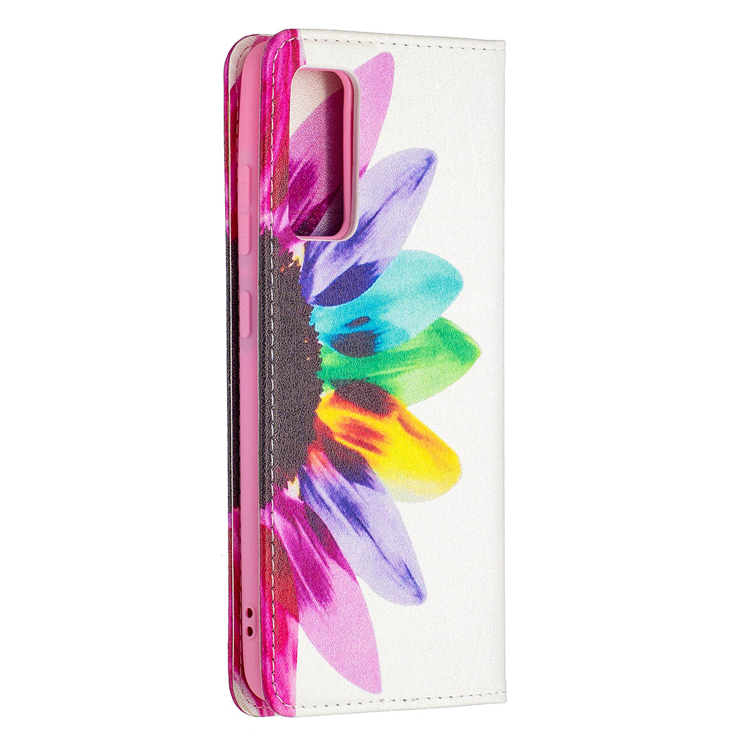 Auto-absorbed Stylish Patterned PU Leather Stand Phone Case for Samsung Galaxy S20 FE 4G/FE 5G/S20 Lite/S20 FE 2022 - Sunflower