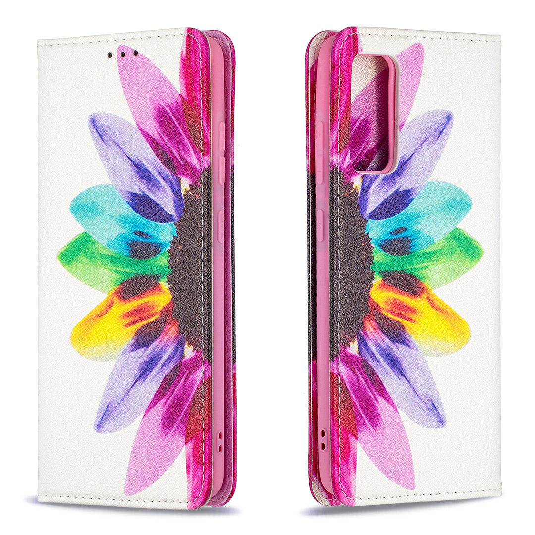 Auto-absorbed Stylish Patterned PU Leather Stand Phone Case for Samsung Galaxy S20 FE 4G/FE 5G/S20 Lite/S20 FE 2022 - Sunflower