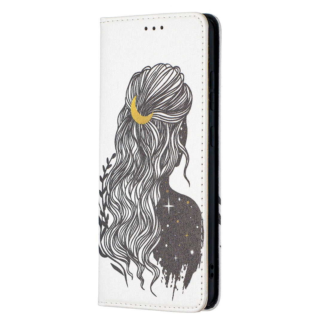 Auto-absorbed Stylish Patterned PU Leather Stand Phone Case for Samsung Galaxy S20 FE 4G/FE 5G/S20 Lite/S20 FE 2022 - Girl