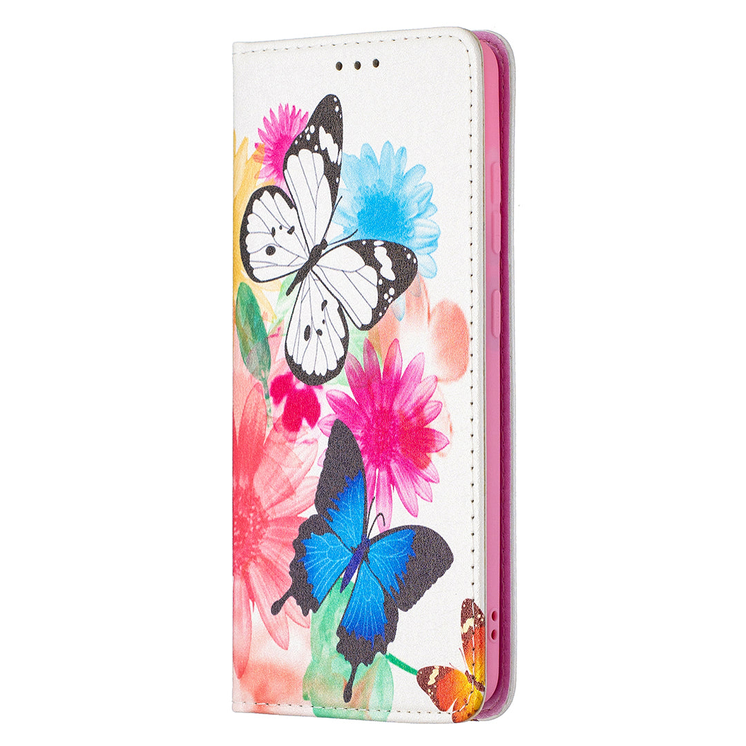 Auto-absorbed Stylish Patterned PU Leather Stand Phone Case for Samsung Galaxy S20 FE 4G/FE 5G/S20 Lite/S20 FE 2022 - Two Butterflies