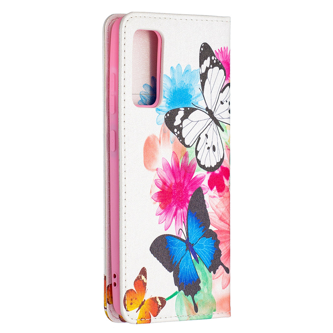 Auto-absorbed Stylish Patterned PU Leather Stand Phone Case for Samsung Galaxy S20 FE 4G/FE 5G/S20 Lite/S20 FE 2022 - Two Butterflies