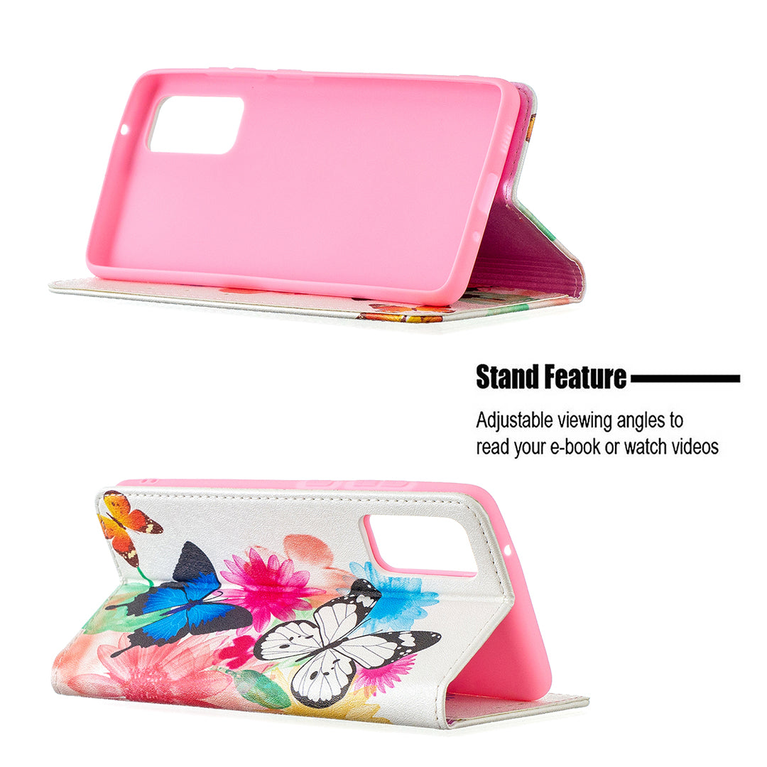 Auto-absorbed Stylish Patterned PU Leather Stand Phone Case for Samsung Galaxy S20 FE 4G/FE 5G/S20 Lite/S20 FE 2022 - Two Butterflies