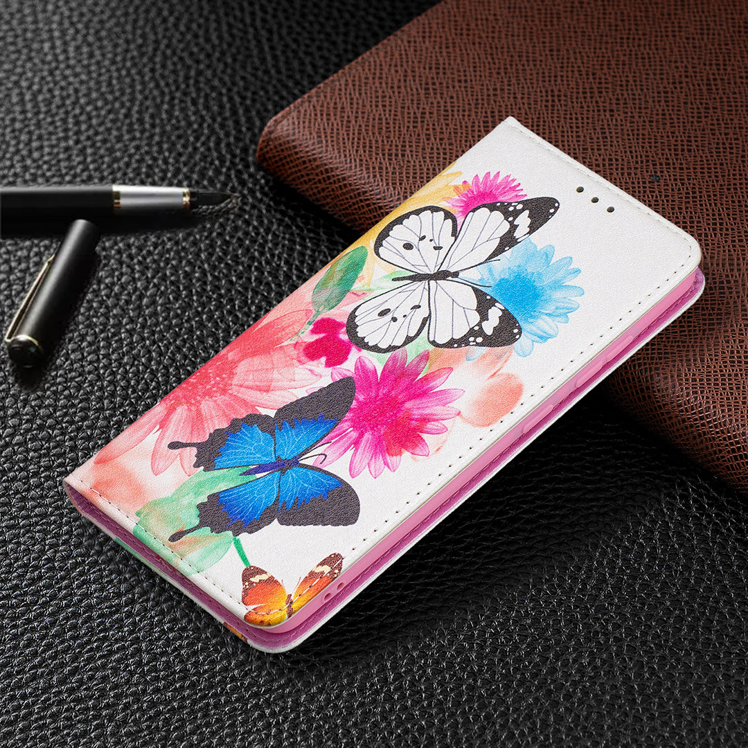 Auto-absorbed Stylish Patterned PU Leather Stand Phone Case for Samsung Galaxy S20 FE 4G/FE 5G/S20 Lite/S20 FE 2022 - Two Butterflies