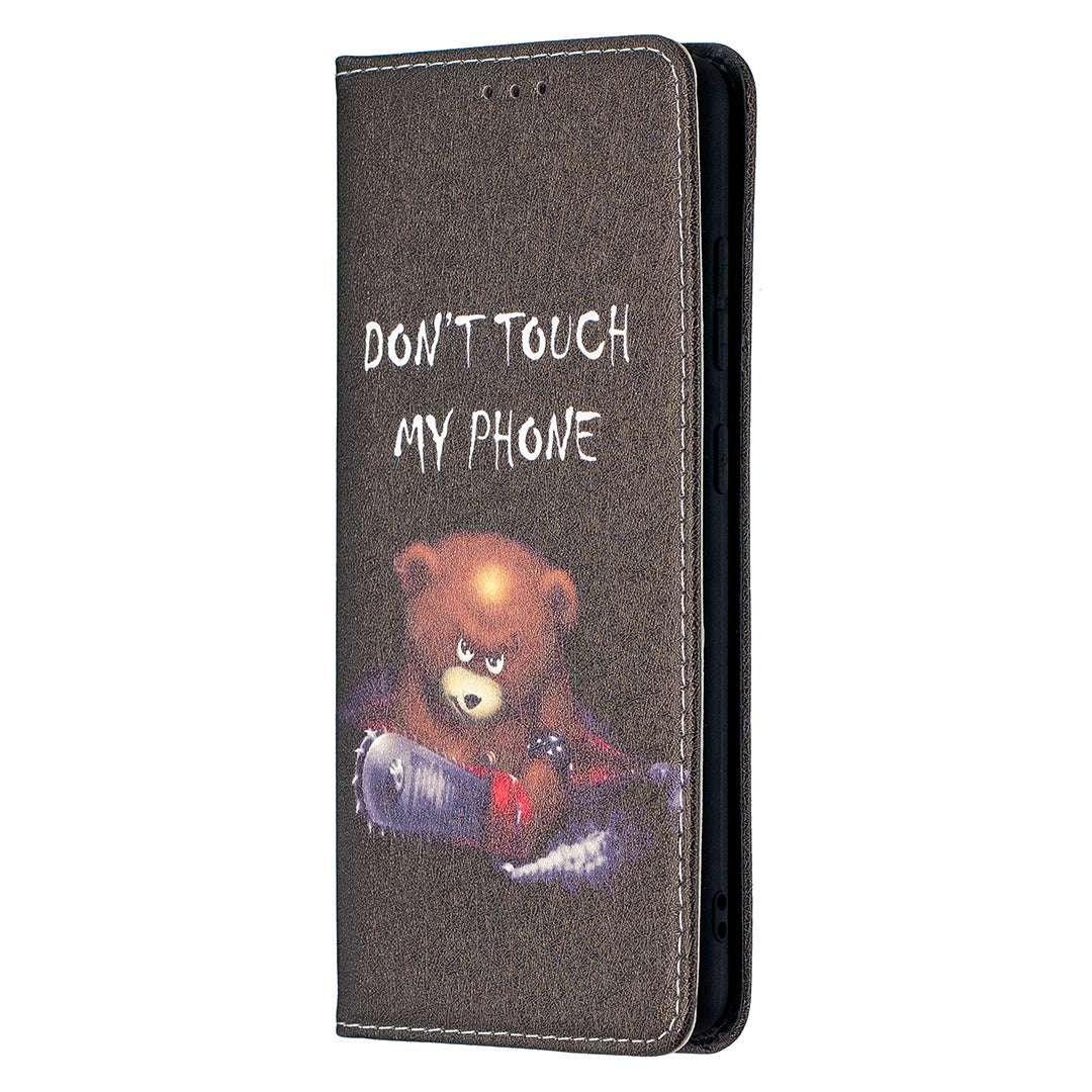 Auto-absorbed Stylish Patterned PU Leather Stand Phone Case for Samsung Galaxy S20 FE 4G/FE 5G/S20 Lite/S20 FE 2022 - Bear