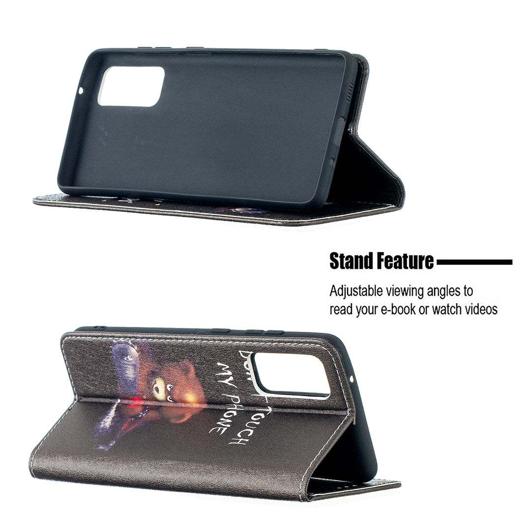 Auto-absorbed Stylish Patterned PU Leather Stand Phone Case for Samsung Galaxy S20 FE 4G/FE 5G/S20 Lite/S20 FE 2022 - Bear