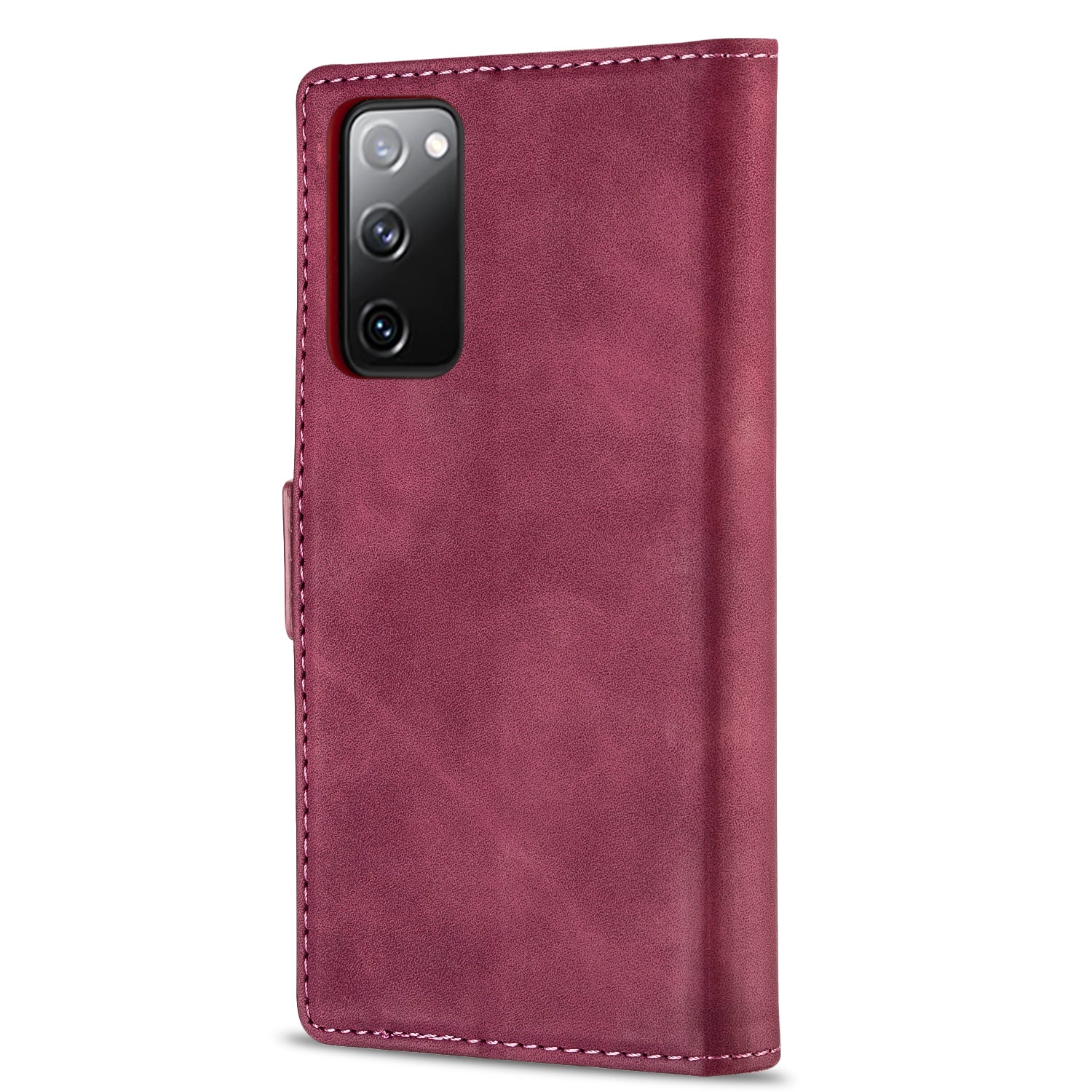 N.BEKUS PU Leather Wallet Phone Stand Case for Samsung Galaxy S20 FE/S20 Fan Edition/S20 FE 5G/S20 Fan Edition 5G - Wine Red