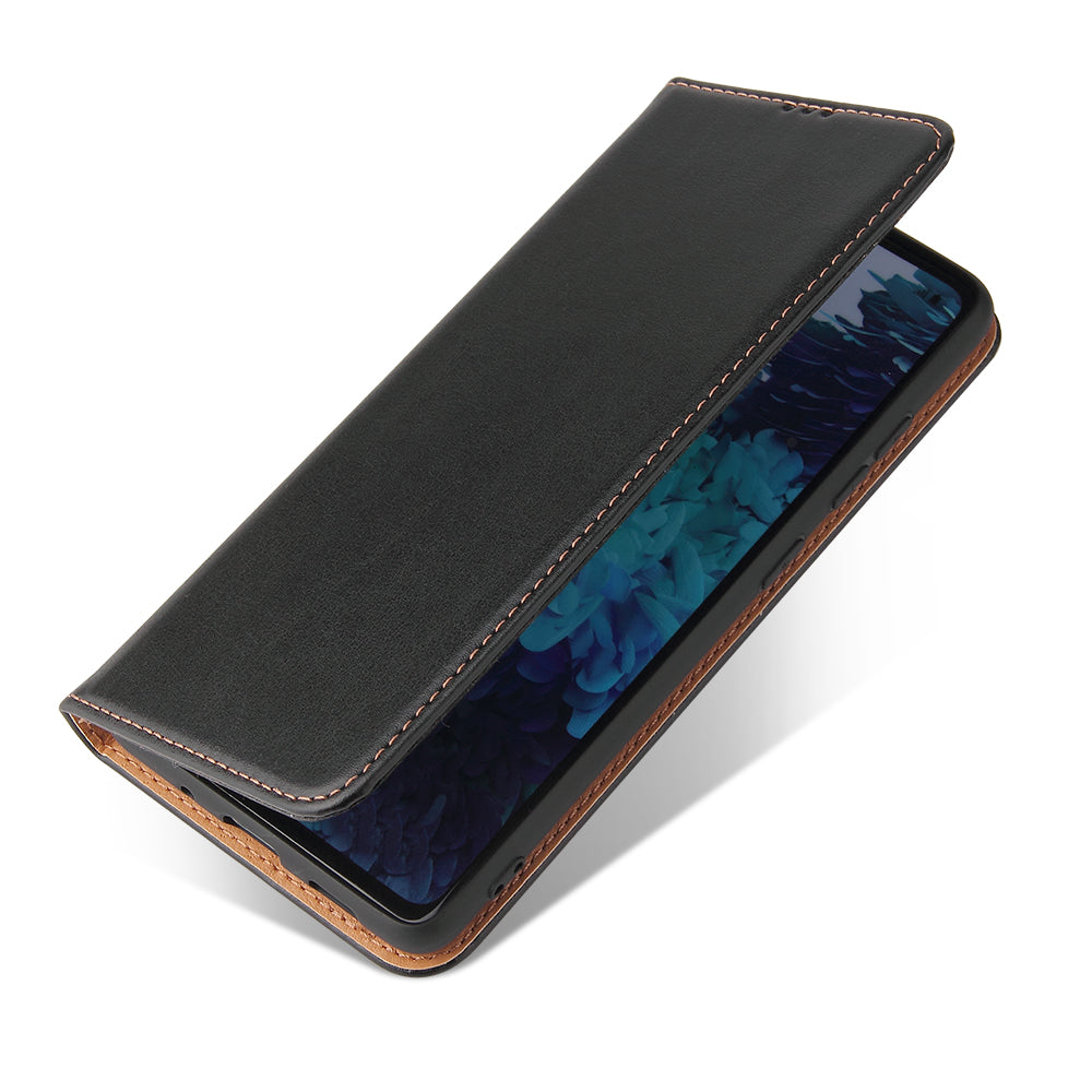 Wallet Stand PU Leather Auto-absorbed Phone Casing for Samsung Galaxy S20 FE/S20 Fan Edition/S20 FE 5G/S20 Fan Edition 5G/S20 Lite - Black