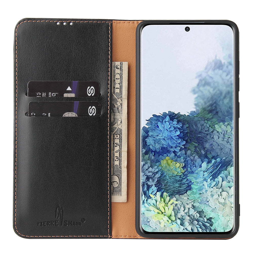 Wallet Stand PU Leather Auto-absorbed Phone Casing for Samsung Galaxy S20 FE/S20 Fan Edition/S20 FE 5G/S20 Fan Edition 5G/S20 Lite - Black