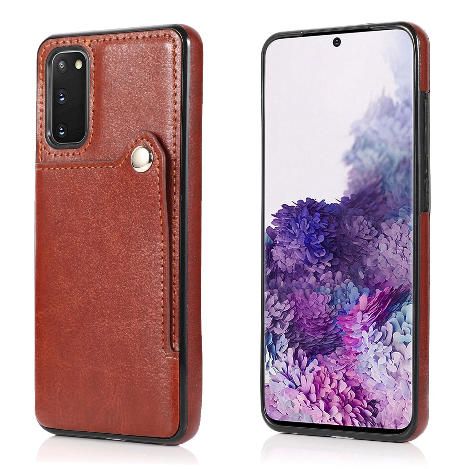 Kickstand Card Slots TPU + PU Leather Phone Protective Case for Samsung Galaxy S20 FE 4G/FE 5G/S20 Lite/S20 FE 2022  - Brown