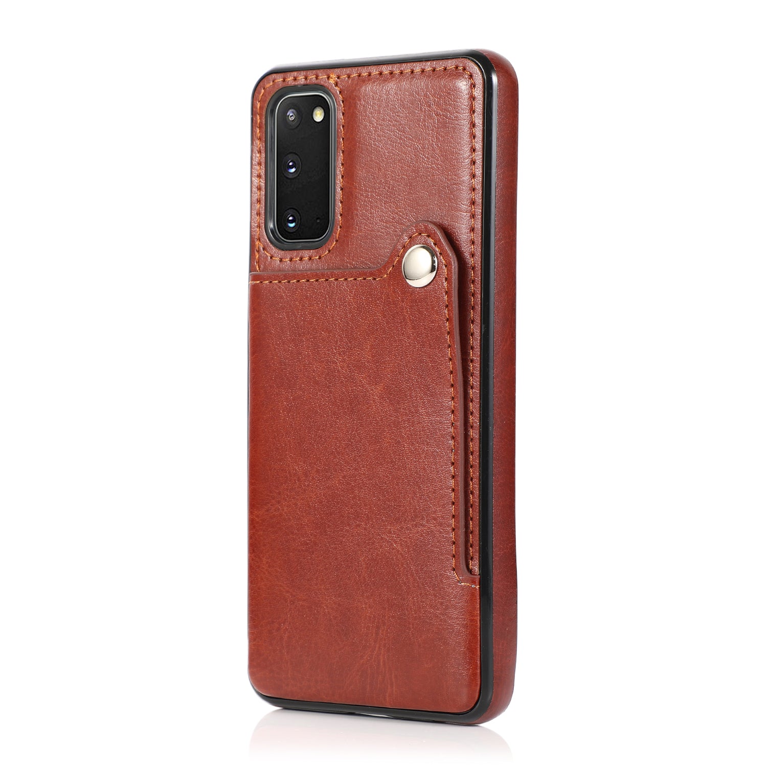 Kickstand Card Slots TPU + PU Leather Phone Protective Case for Samsung Galaxy S20 FE 4G/FE 5G/S20 Lite/S20 FE 2022  - Brown