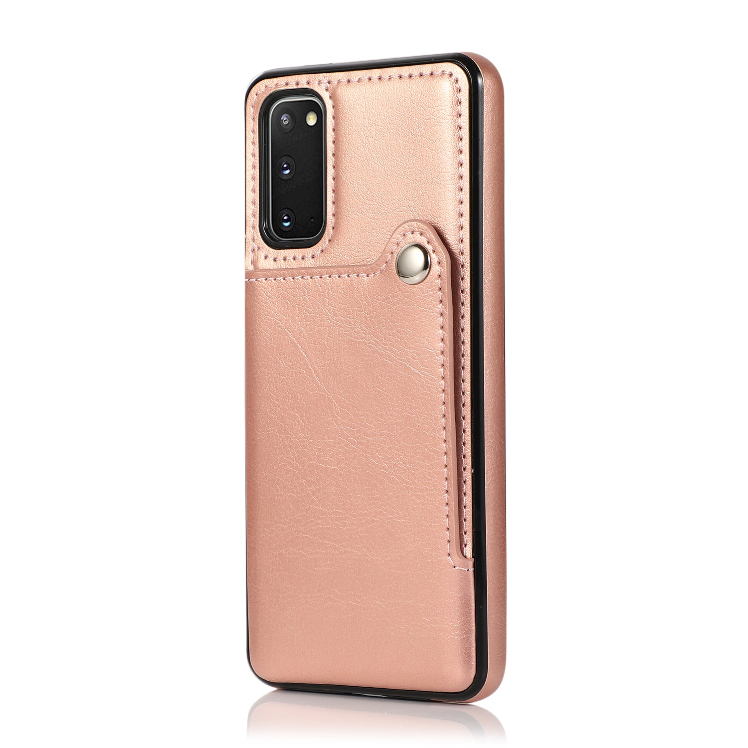 Kickstand Card Slots TPU + PU Leather Phone Protective Case for Samsung Galaxy S20 FE 4G/FE 5G/S20 Lite/S20 FE 2022  - Rose Gold