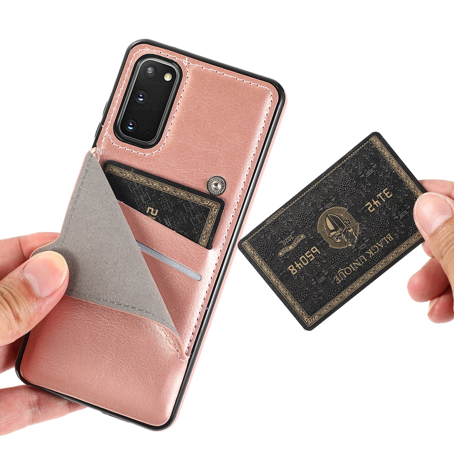 Kickstand Card Slots TPU + PU Leather Phone Protective Case for Samsung Galaxy S20 FE 4G/FE 5G/S20 Lite/S20 FE 2022  - Rose Gold