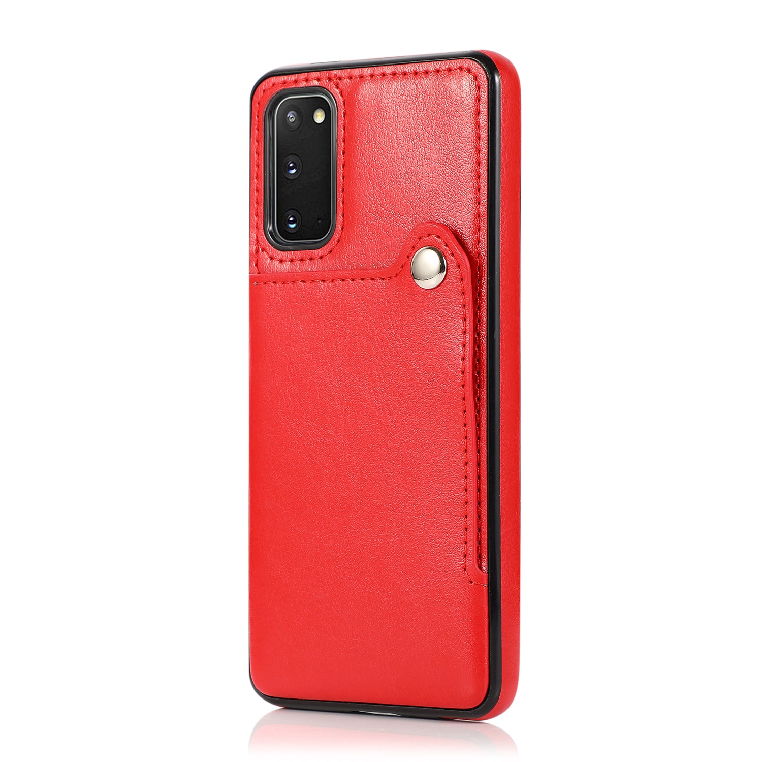 Kickstand Card Slots TPU + PU Leather Phone Protective Case for Samsung Galaxy S20 FE 4G/FE 5G/S20 Lite/S20 FE 2022  - Red