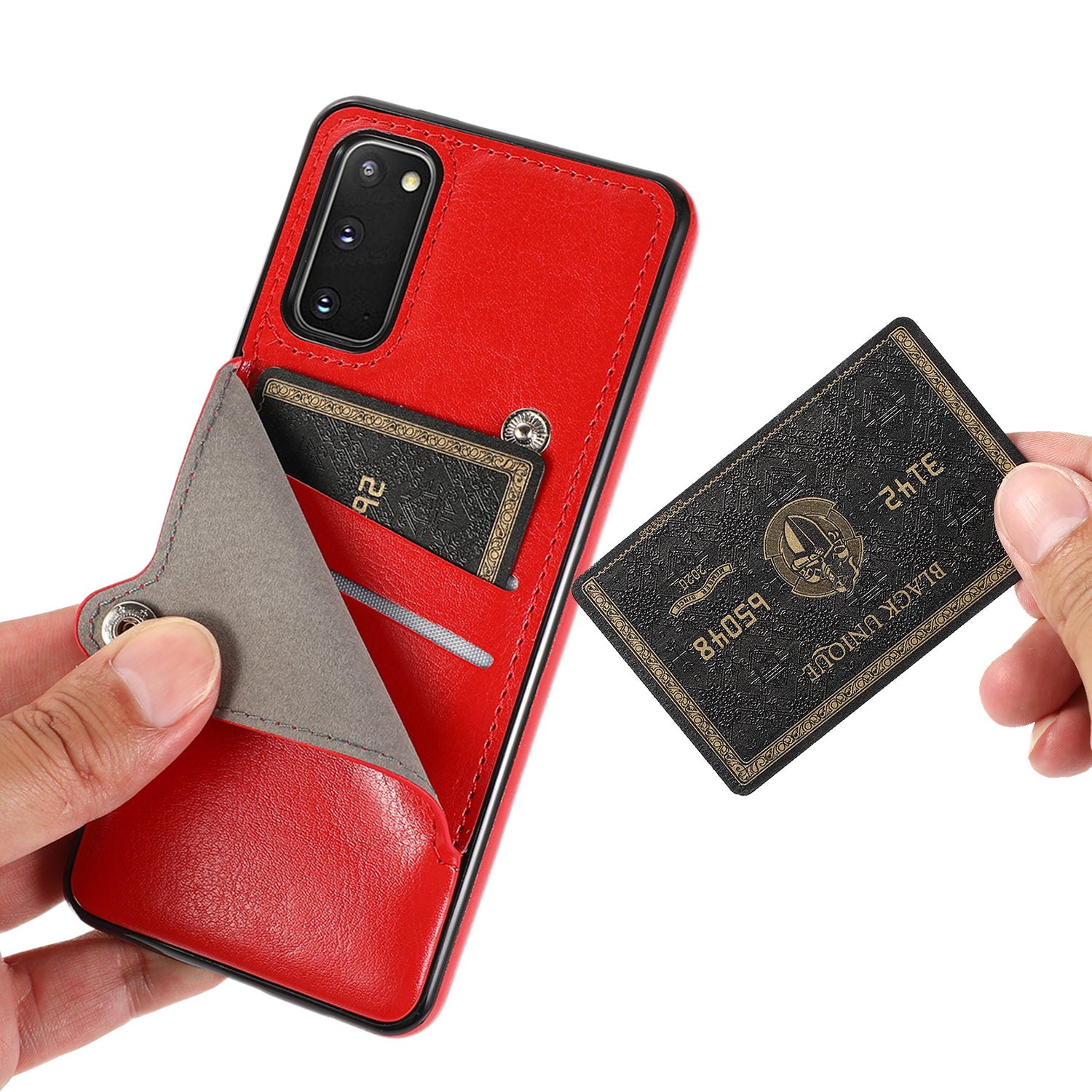 Kickstand Card Slots TPU + PU Leather Phone Protective Case for Samsung Galaxy S20 FE 4G/FE 5G/S20 Lite/S20 FE 2022  - Red