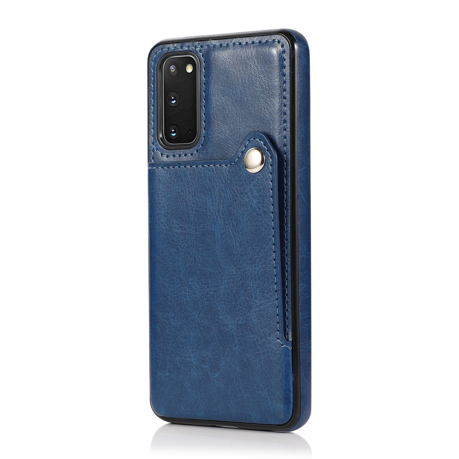 Kickstand Card Slots TPU + PU Leather Phone Protective Case for Samsung Galaxy S20 FE 4G/FE 5G/S20 Lite/S20 FE 2022  - Blue