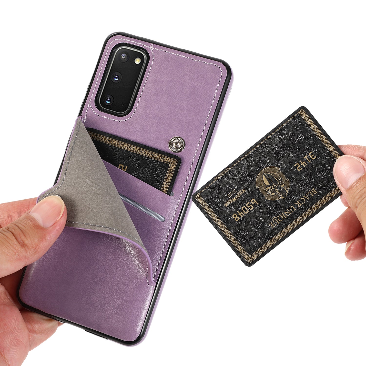 Kickstand Card Slots TPU + PU Leather Phone Protective Case for Samsung Galaxy S20 FE 4G/FE 5G/S20 Lite/S20 FE 2022  - Purple