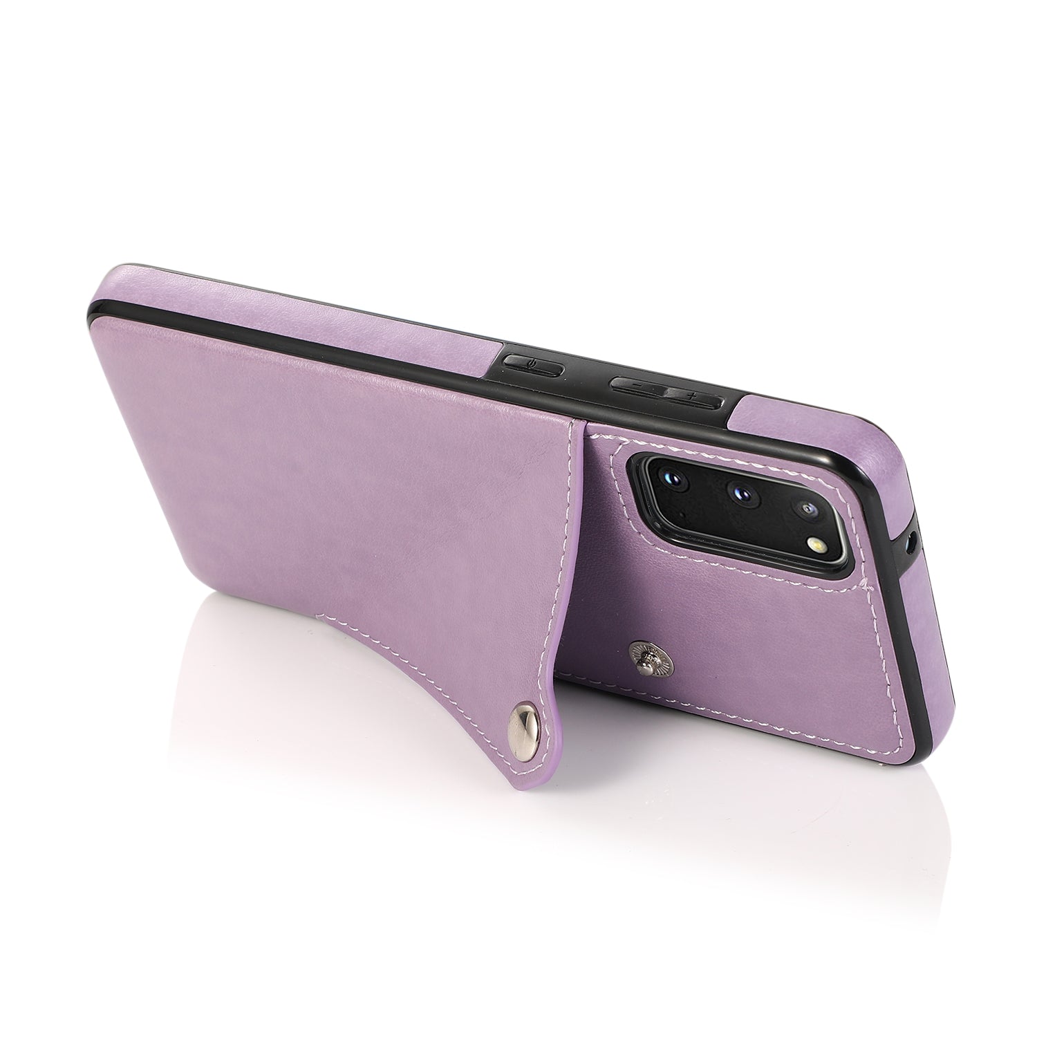 Kickstand Card Slots TPU + PU Leather Phone Protective Case for Samsung Galaxy S20 FE 4G/FE 5G/S20 Lite/S20 FE 2022  - Purple