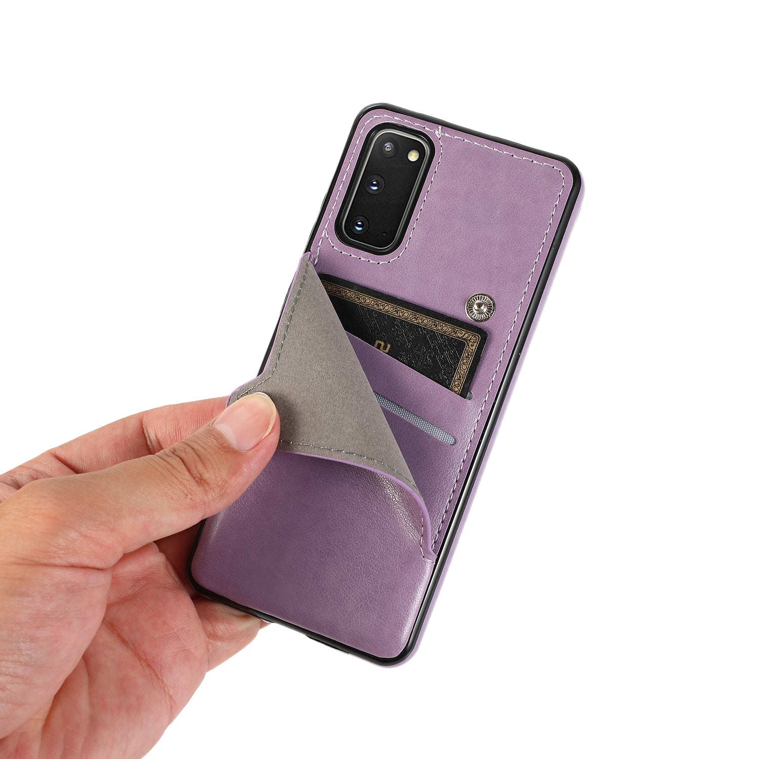 Kickstand Card Slots TPU + PU Leather Phone Protective Case for Samsung Galaxy S20 FE 4G/FE 5G/S20 Lite/S20 FE 2022  - Purple