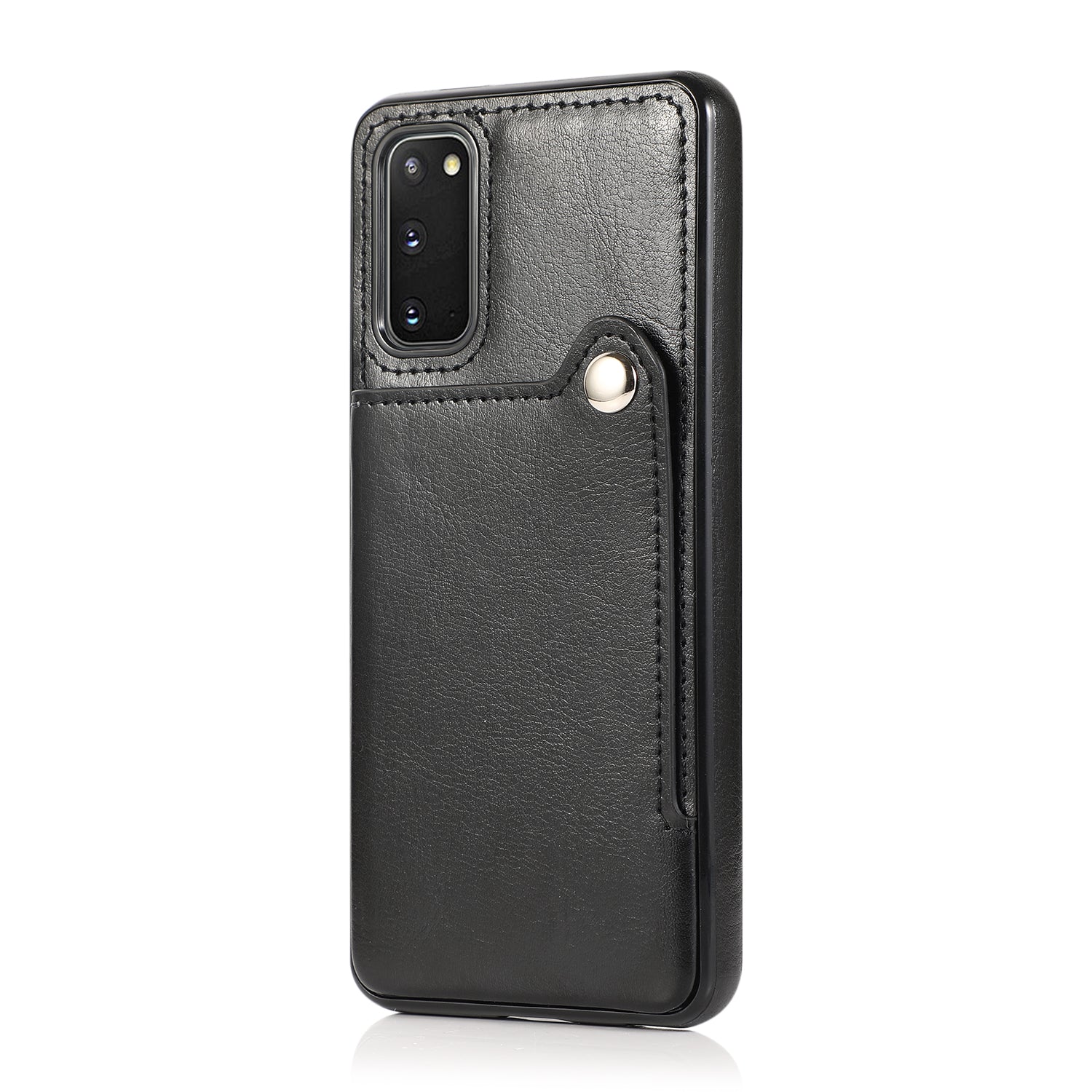 Kickstand Card Slots TPU + PU Leather Phone Protective Case for Samsung Galaxy S20 FE 4G/FE 5G/S20 Lite/S20 FE 2022  - Black