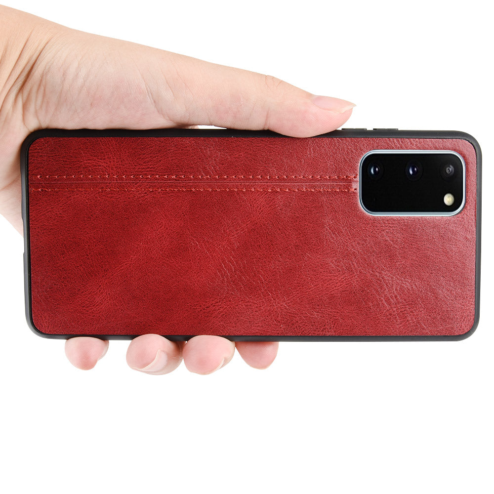 PU Leather Coated Hybrid Mobile Phone Case for Samsung Galaxy S20 FE 4G/FE 5G/S20 Lite/S20 FE 2022 - Red