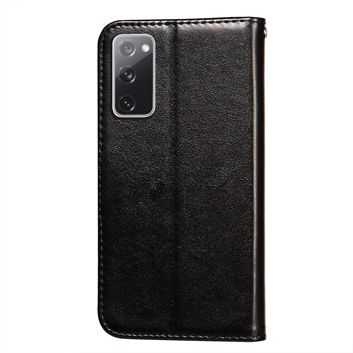 Wallet Stand Leather Phone Cover Case with Stripes Imprinting for Samsung Galaxy S20 FE 4G/FE 5G/S20 Lite/S20 FE 2022 - Black