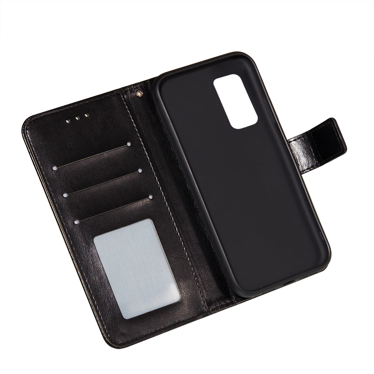 Wallet Stand Leather Phone Cover Case with Stripes Imprinting for Samsung Galaxy S20 FE 4G/FE 5G/S20 Lite/S20 FE 2022 - Black