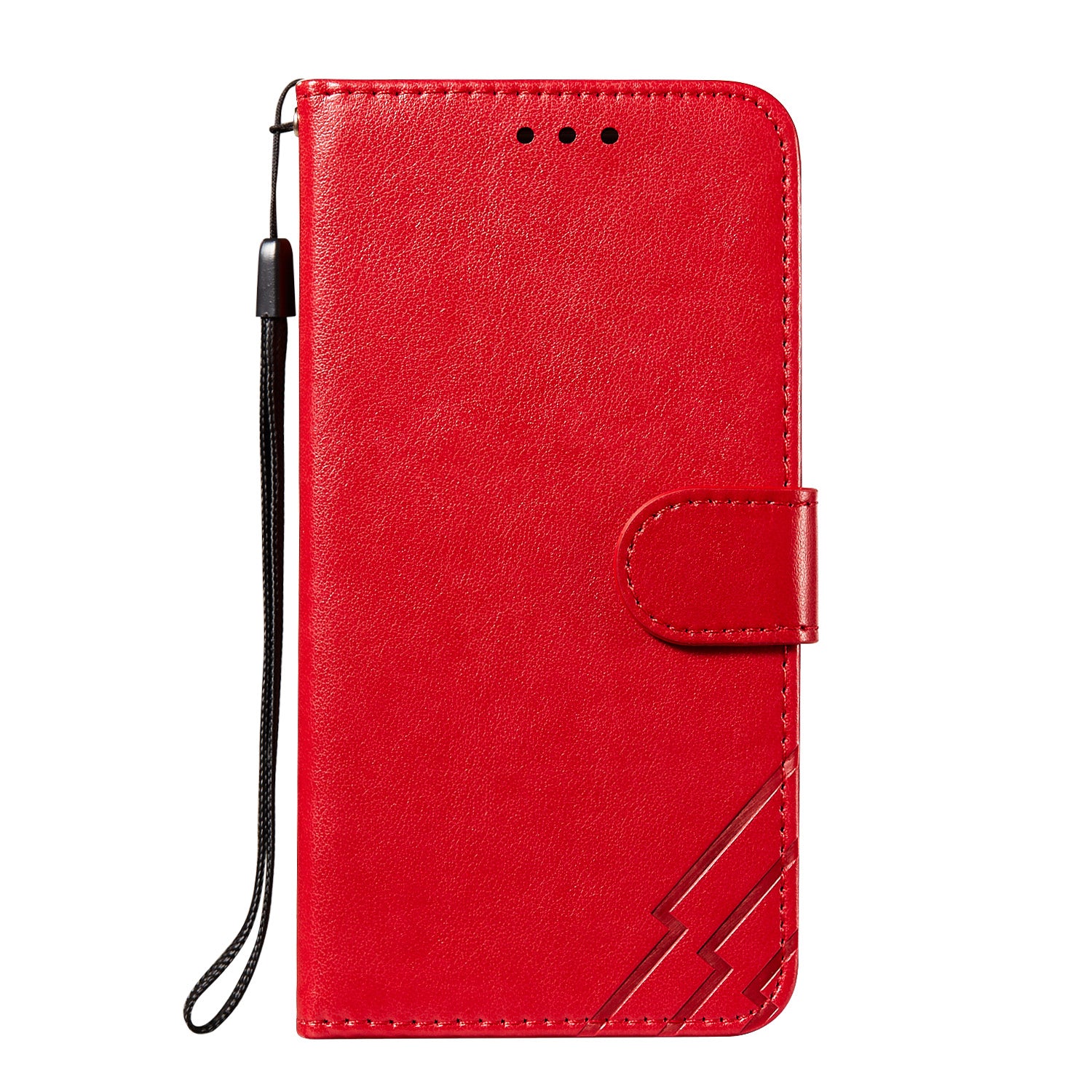 Wallet Stand Leather Phone Cover Case with Stripes Imprinting for Samsung Galaxy S20 FE 4G/FE 5G/S20 Lite/S20 FE 2022 - Red