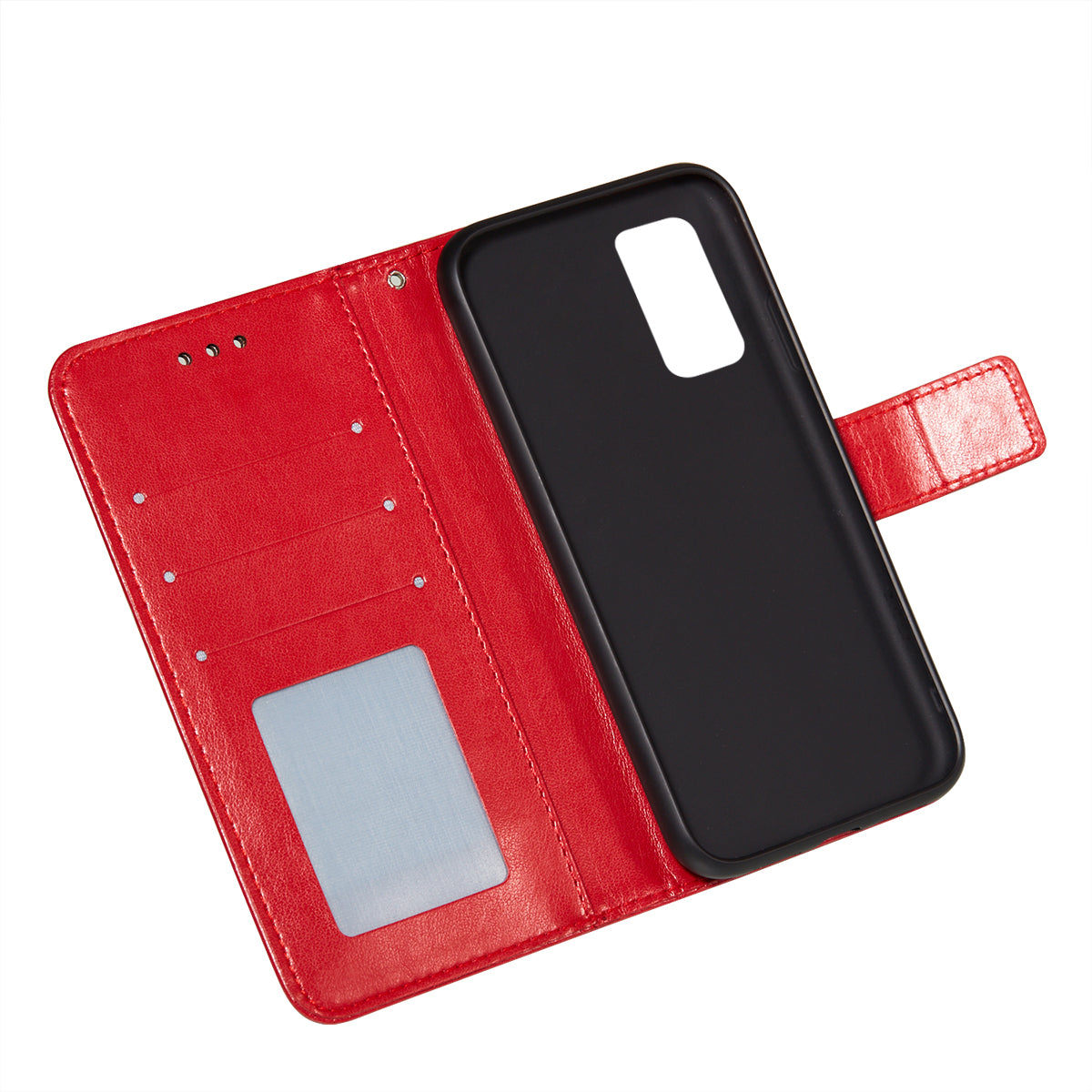 Wallet Stand Leather Phone Cover Case with Stripes Imprinting for Samsung Galaxy S20 FE 4G/FE 5G/S20 Lite/S20 FE 2022 - Red