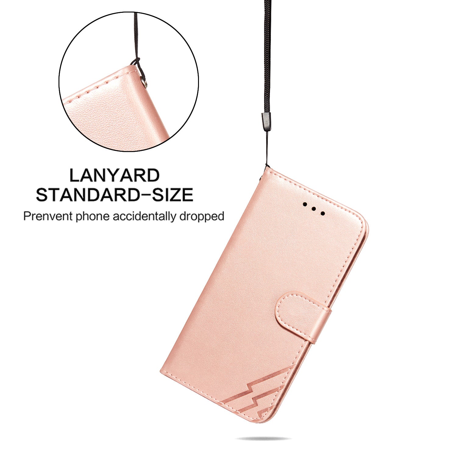 Wallet Stand Leather Phone Cover Case with Stripes Imprinting for Samsung Galaxy S20 FE 4G/FE 5G/S20 Lite/S20 FE 2022 - Rose Gold