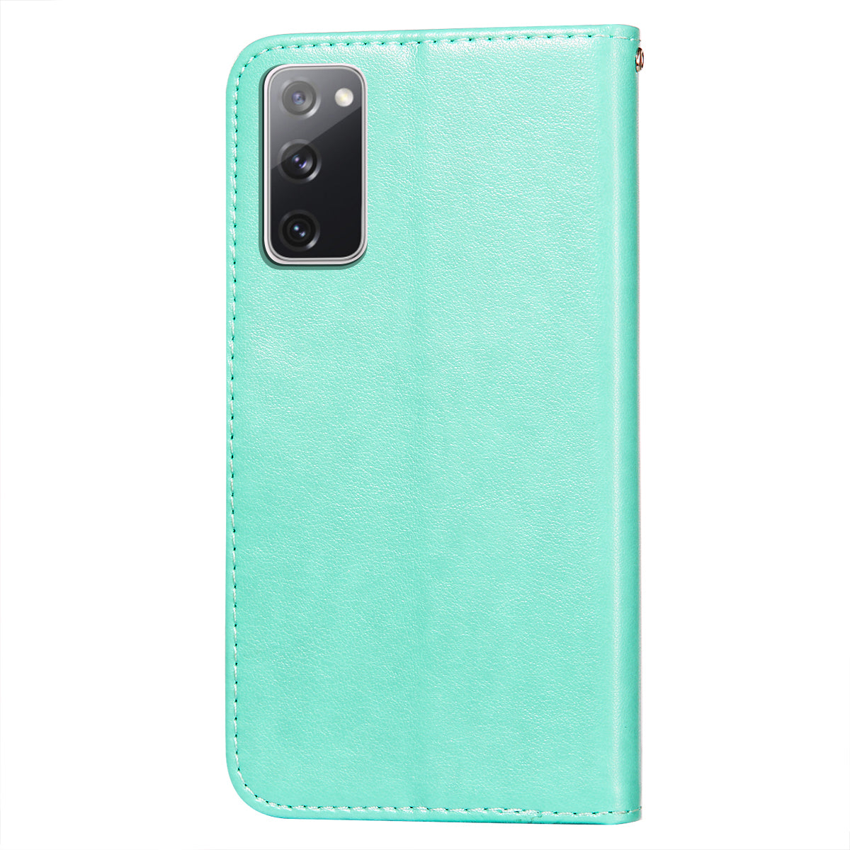 Wallet Stand Leather Phone Cover Case with Stripes Imprinting for Samsung Galaxy S20 FE 4G/FE 5G/S20 Lite/S20 FE 2022 - Green