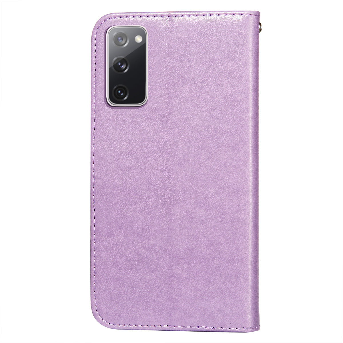 Wallet Stand Leather Phone Cover Case with Stripes Imprinting for Samsung Galaxy S20 FE 4G/FE 5G/S20 Lite/S20 FE 2022 - Purple