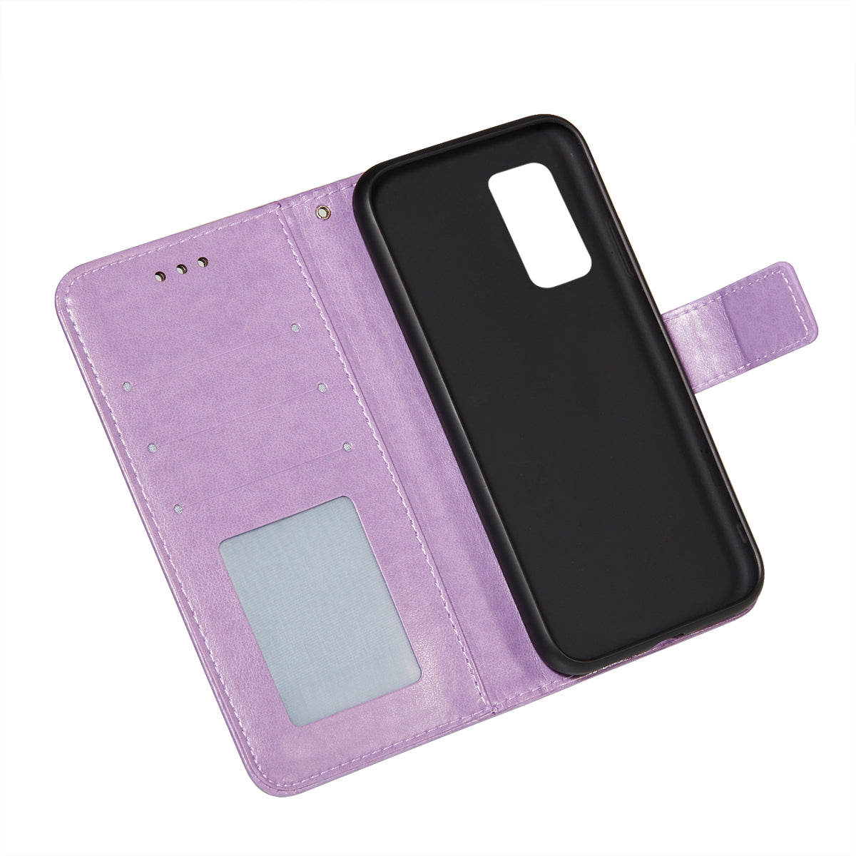 Wallet Stand Leather Phone Cover Case with Stripes Imprinting for Samsung Galaxy S20 FE 4G/FE 5G/S20 Lite/S20 FE 2022 - Purple