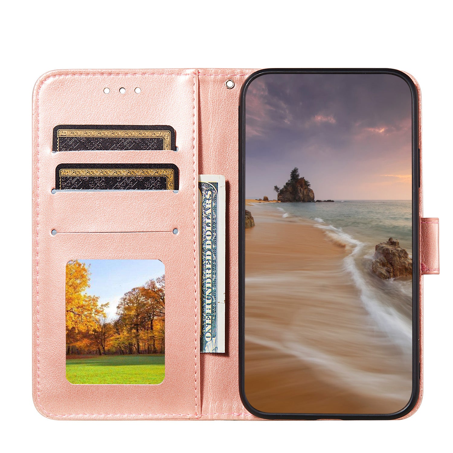 Dual-sided Magnetic Clasp Leather Wallet Stand Phone Case Shell for Samsung Galaxy S20 FE 4G/FE 5G/S20 Lite/S20 FE 2022  -  Rose Gold